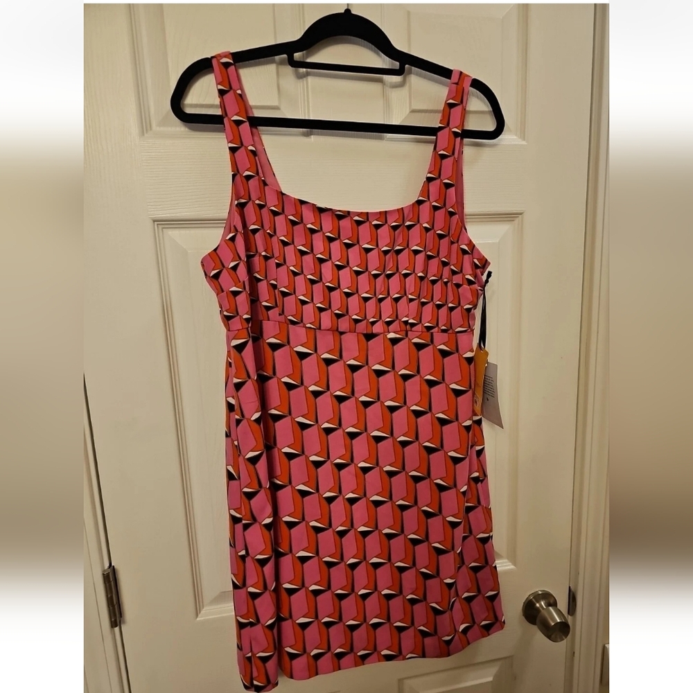 Diane Von Furstenberg Pink and Orange Geometric Dress